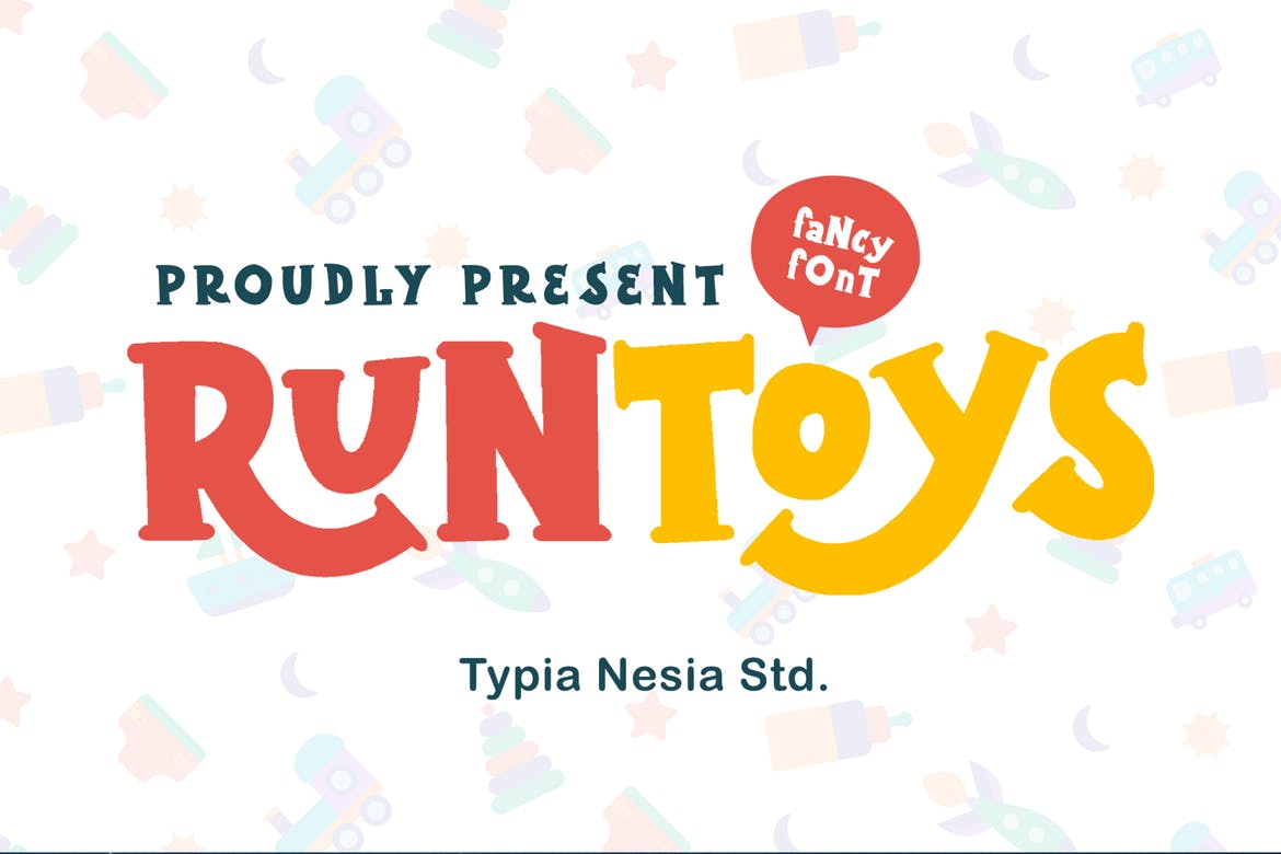 Toy Story font style called Runtoys on Envato elements.