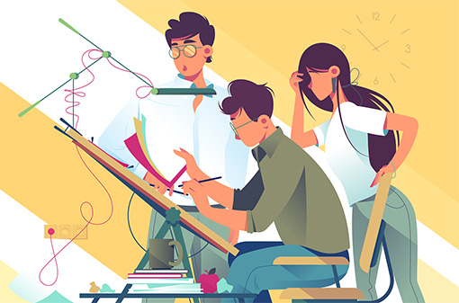 Illustration of an Outsourced Graphic Design Team