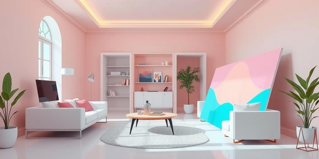 modern interior room decorated with pastel colors