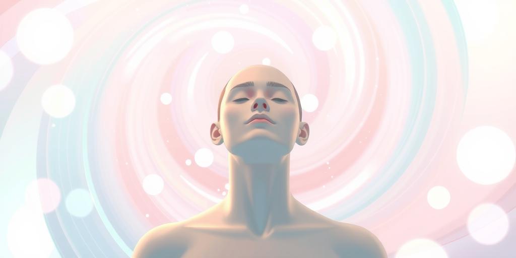 people feeling calm and happy surrounded by pastel colors