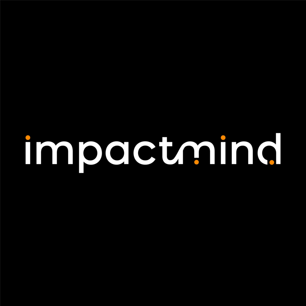 Minimalist premium logo design for Impact Mind, modern typography with subtle orange accent dots, conveying credibility and insight, created for Wora Pin by Draftss, unlimited logo design, premium branding logo example, unlimited graphic designs, draftss, draftss portfolio