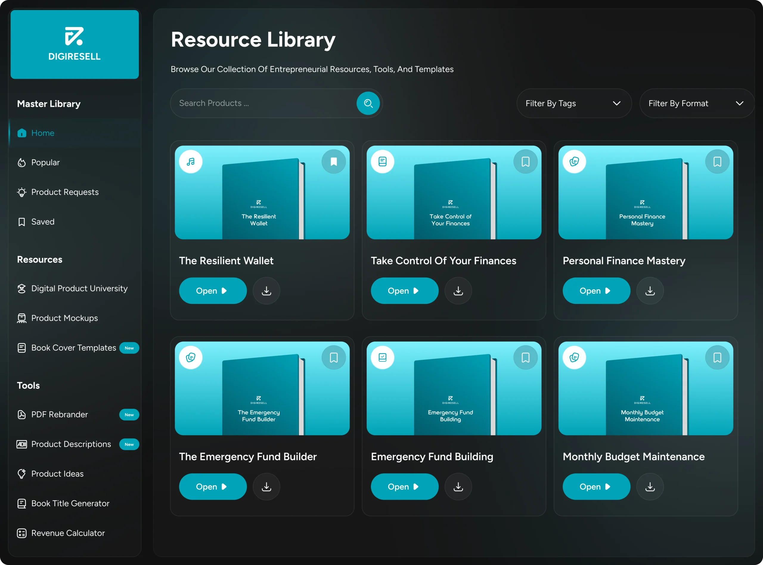 Dashboard UI homepage design for Digiresell, clean and modern landing interface highlighting core offerings and driving user engagement, designed by Draftss, unlimited UI design, homepage design example, unlimited graphic design, App ui design