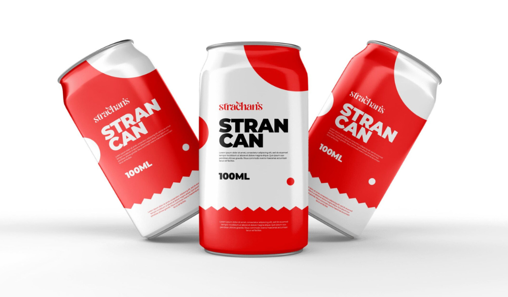 White and red product packaging.